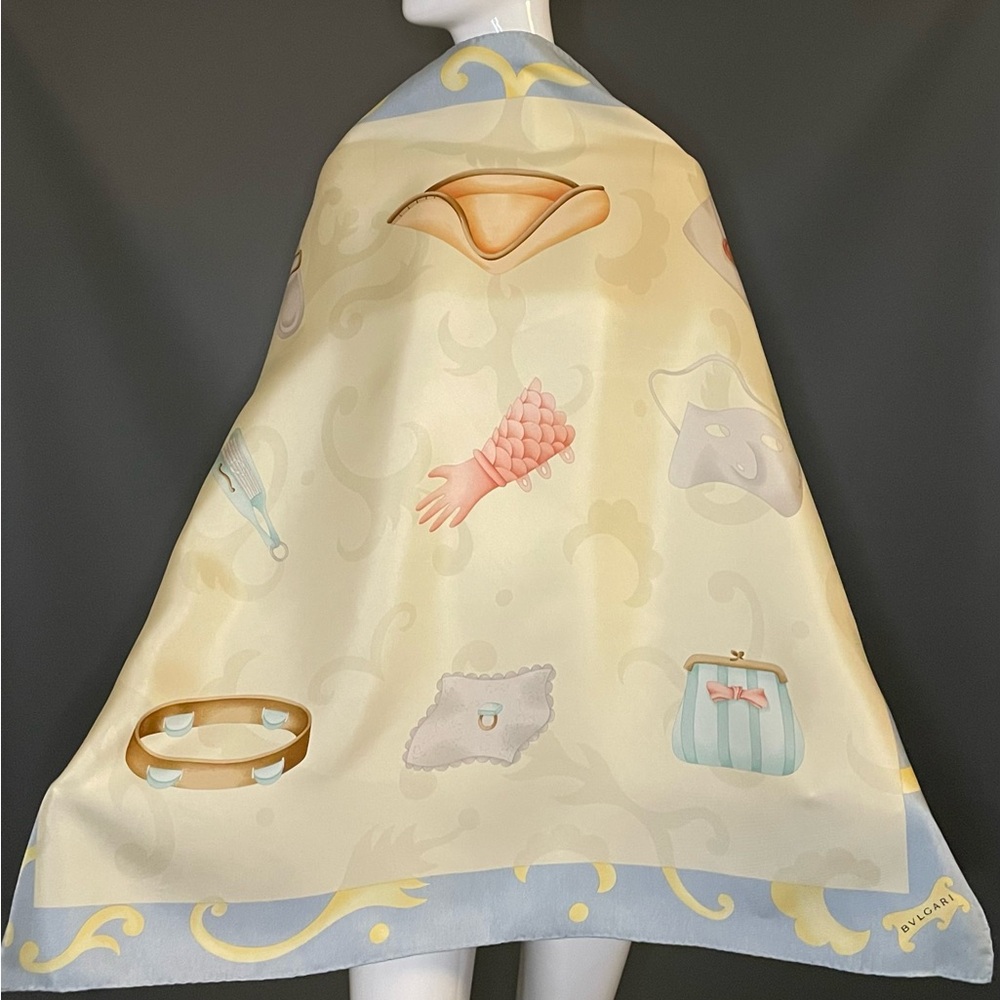 Gorg Bvlgari Silk Scarf Pizzigoni Design 34 In Excellent Condition Bulgari - Picture 3 of 10